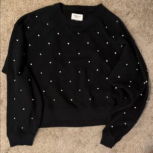 American Eagle Cropped Crewneck Embelished Sweatshirt
